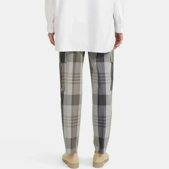 Theory‎ Easy Cargo Pant in Plaid Cotton Silk Multi Women's Size Medium - Picture 2 of 9